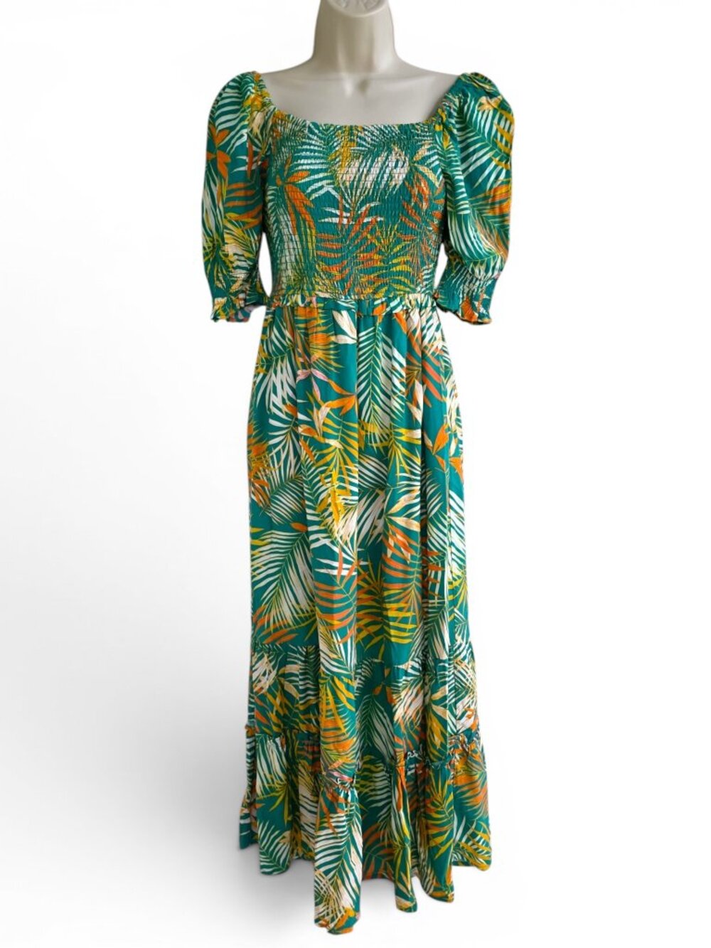 NWT Betsey Johnson Pepper green tropical print stretchy summer dress.